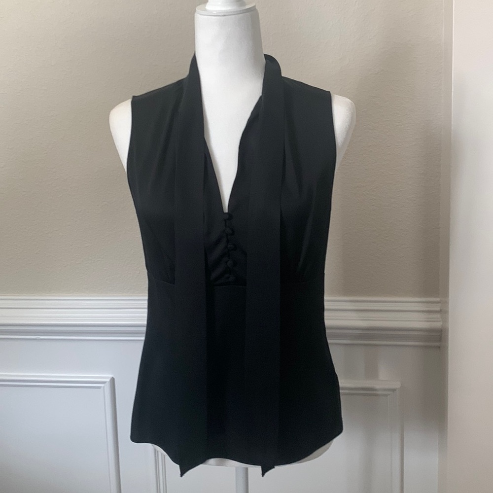 Antonio Melani Black Tie Neck Blouse - Picture 2 of 10